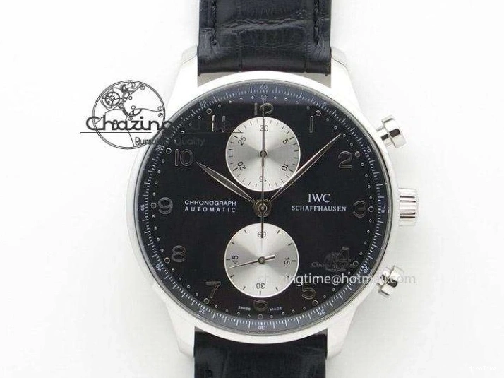 MIROTIME 0313 Modern Portuguese IW371404 ZF V3 1:1 Best Edition SS Black Dial On Black Leather Strap A 7267